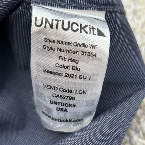 UNTUCKit Orville WF Button Down Shirt Large Blue Regular Fit Wrinkle Free 31354 - Picture 6 of 7